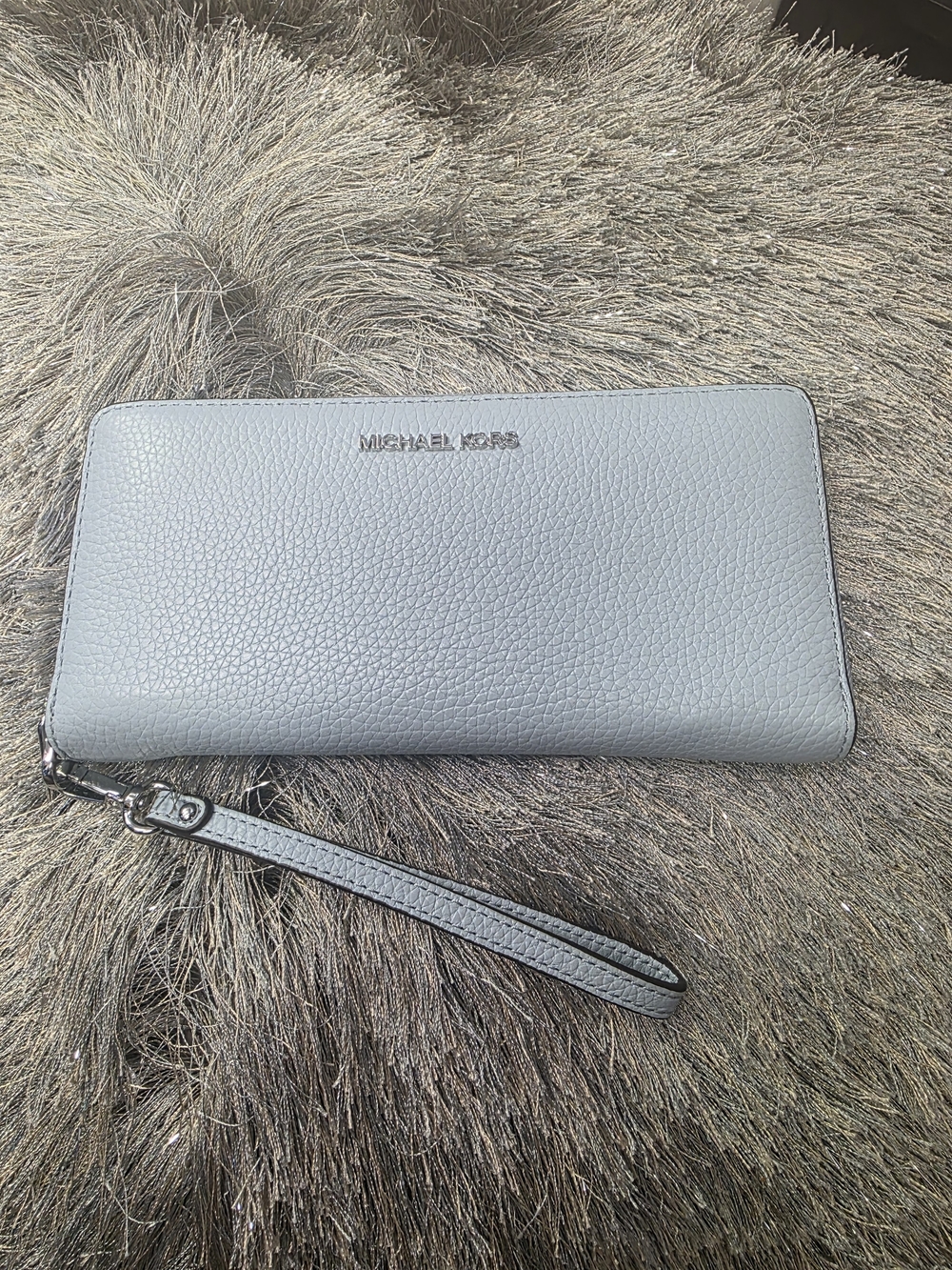 Michael Kors Women's Light Blue Leather Wristlet Wallet